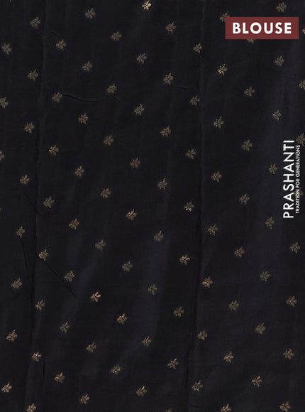 Semi mysore silk saree black with plain body and zari woven border