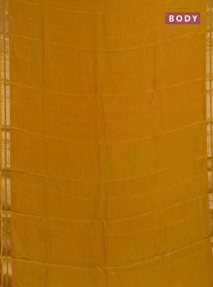 Semi mysore silk saree mustard yellow with plain body and zari woven border
