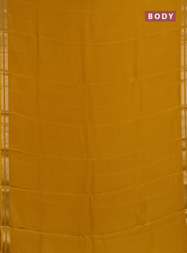 Semi mysore silk saree mustard yellow with plain body and zari woven border