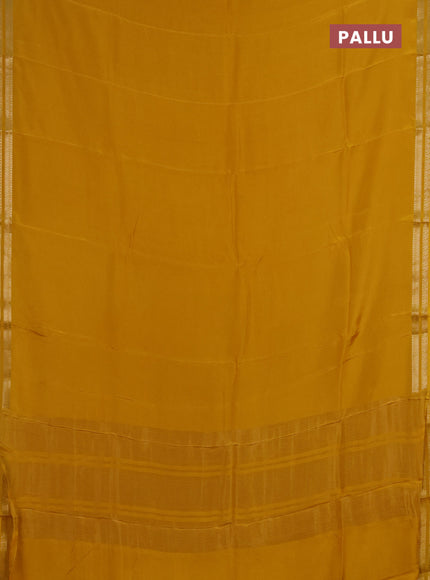 Semi mysore silk saree mustard yellow with plain body and zari woven border