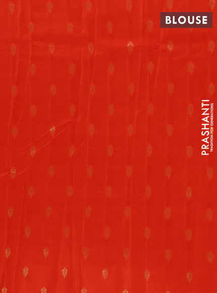 Semi mysore silk saree orange with plain body and zari woven border