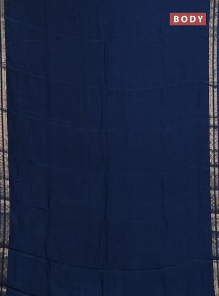 Semi mysore silk saree peacock blue with plain body and zari woven border