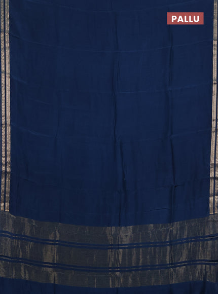 Semi mysore silk saree peacock blue with plain body and zari woven border