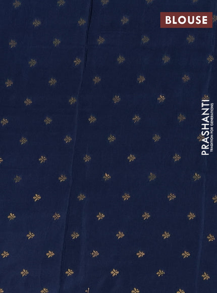Semi mysore silk saree peacock blue with plain body and zari woven border