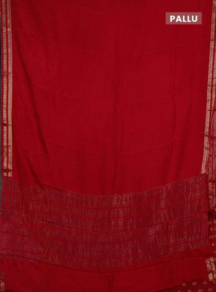 Semi mysore silk saree red with plain body and zari woven border