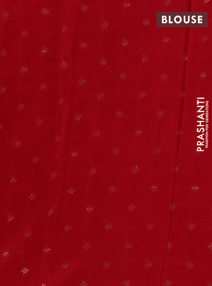 Semi mysore silk saree red with plain body and zari woven border