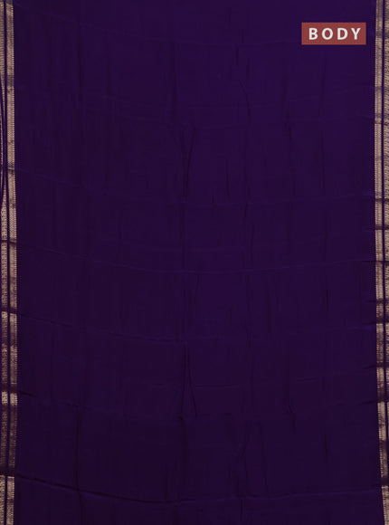 Semi mysore silk saree violet with plain body and zari woven border