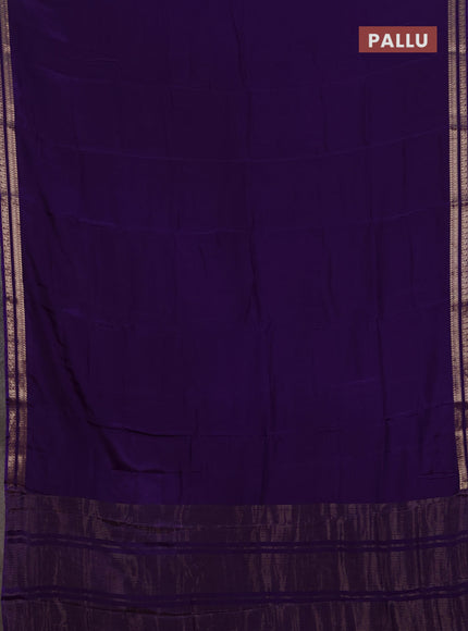 Semi mysore silk saree violet with plain body and zari woven border