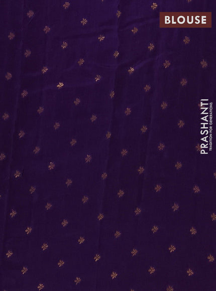 Semi mysore silk saree violet with plain body and zari woven border
