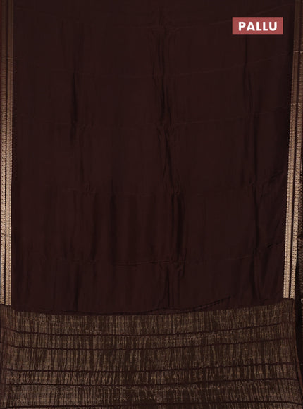 Semi mysore silk saree brown with plain body and zari woven border