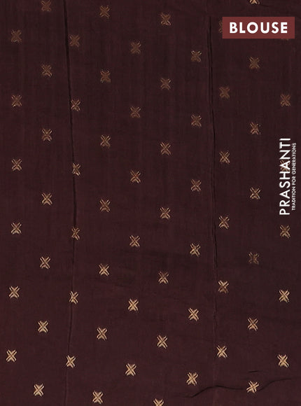 Semi mysore silk saree brown with plain body and zari woven border