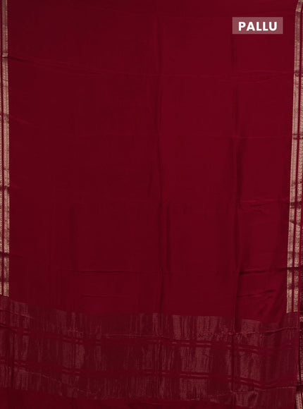 Semi mysore silk saree red with plain body and zari woven border