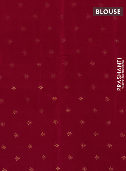 Semi mysore silk saree red with plain body and zari woven border