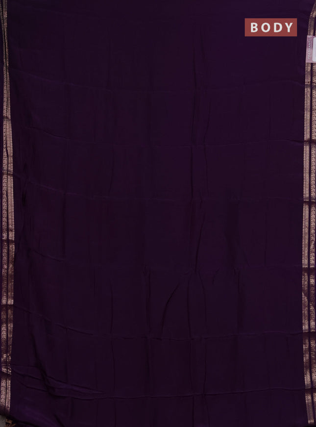 Semi mysore silk saree violet with plain body and zari woven border