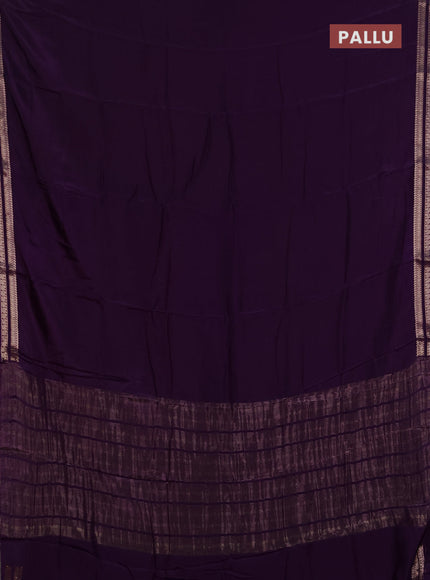 Semi mysore silk saree violet with plain body and zari woven border