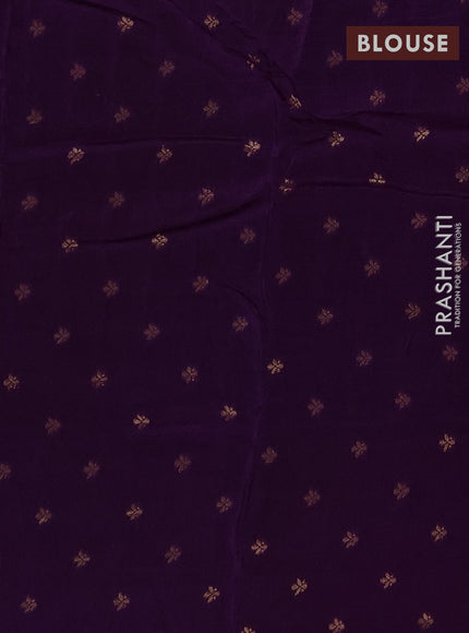 Semi mysore silk saree violet with plain body and zari woven border
