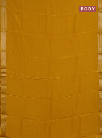 Semi mysore silk saree mustard yellow with plain body and zari woven border