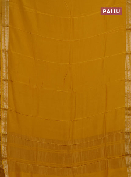 Semi mysore silk saree mustard yellow with plain body and zari woven border
