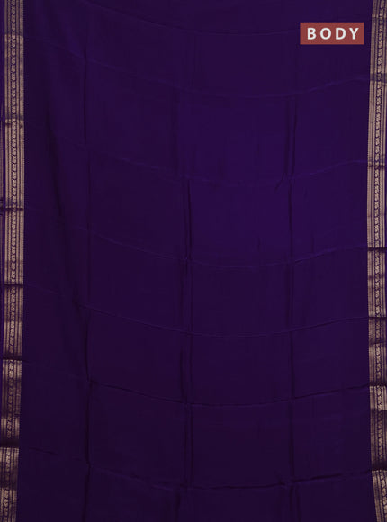 Semi mysore silk saree violet with plain body and zari woven border
