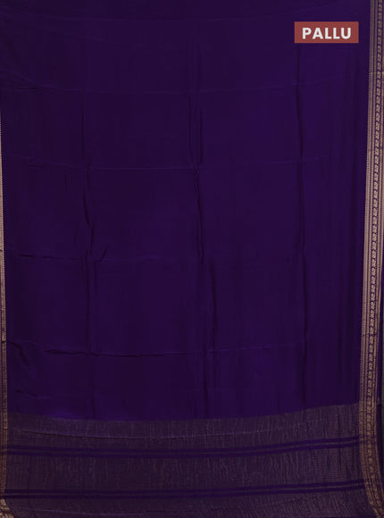 Semi mysore silk saree violet with plain body and zari woven border