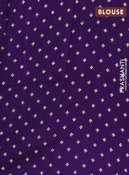 Semi mysore silk saree violet with plain body and zari woven border