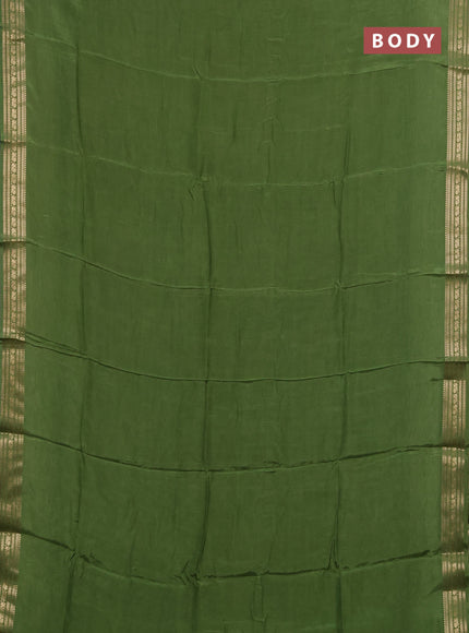 Semi mysore silk saree sap green with plain body and zari woven border