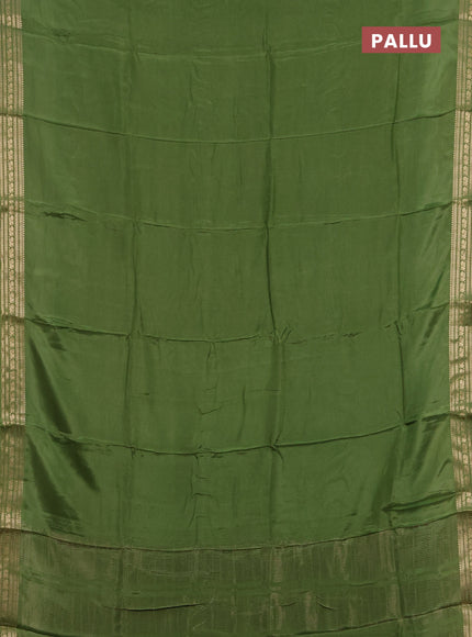 Semi mysore silk saree sap green with plain body and zari woven border