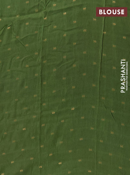 Semi mysore silk saree sap green with plain body and zari woven border