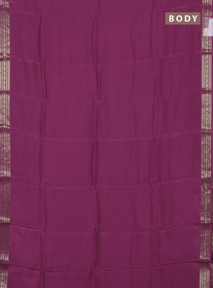 Semi mysore silk saree pink with plain body and zari woven border
