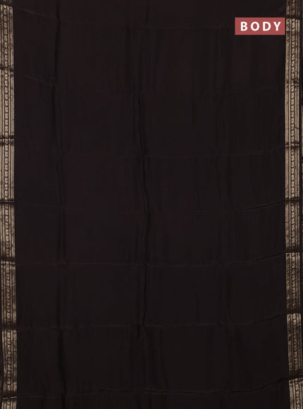 Semi mysore silk saree coffee brown with plain body and zari woven border