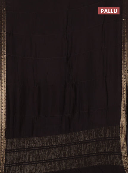 Semi mysore silk saree coffee brown with plain body and zari woven border