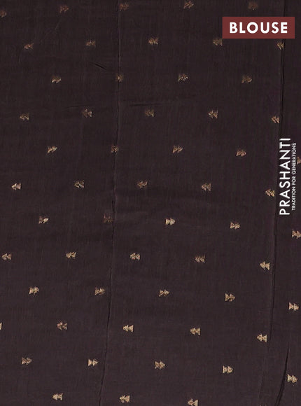 Semi mysore silk saree coffee brown with plain body and zari woven border