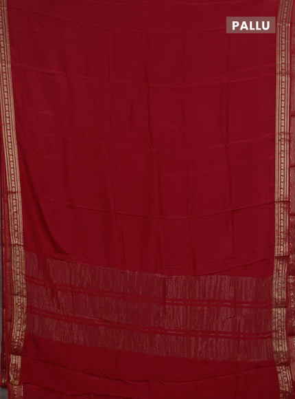 Semi mysore silk saree red with plain body and zari woven border
