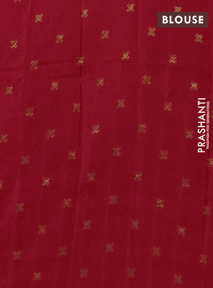 Semi mysore silk saree red with plain body and zari woven border