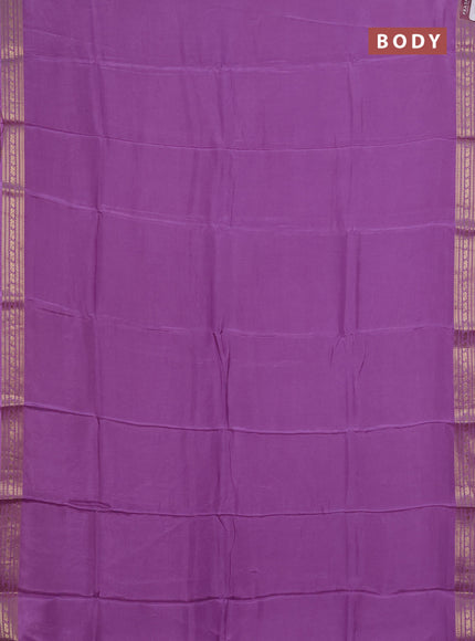 Semi mysore silk saree lavender with plain body and zari woven border