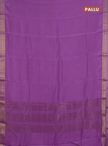 Semi mysore silk saree lavender with plain body and zari woven border