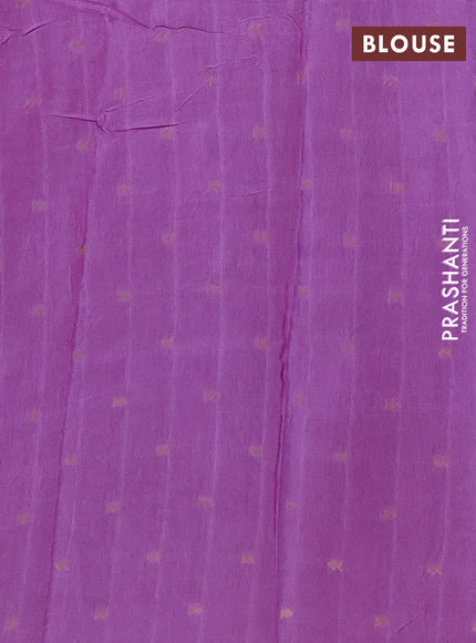 Semi mysore silk saree lavender with plain body and zari woven border