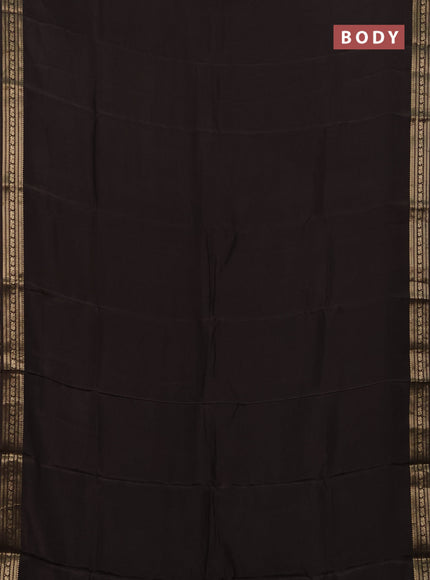 Semi mysore silk saree coffee brown with plain body and zari woven border