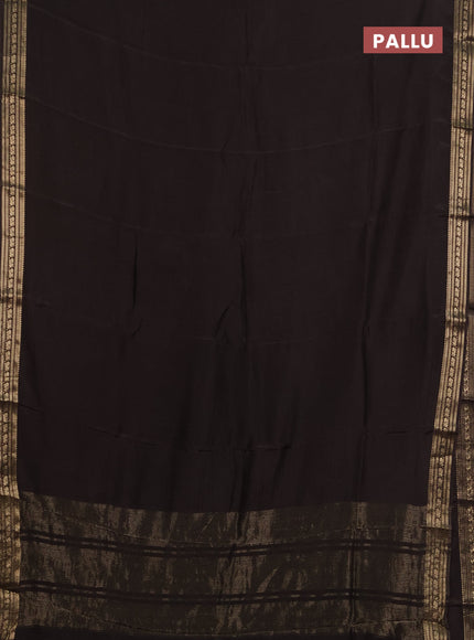Semi mysore silk saree coffee brown with plain body and zari woven border