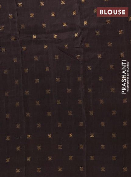 Semi mysore silk saree coffee brown with plain body and zari woven border