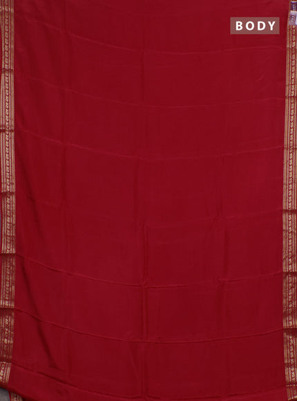 Semi mysore silk saree red with plain body and zari woven border