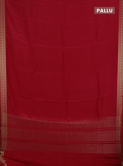 Semi mysore silk saree red with plain body and zari woven border