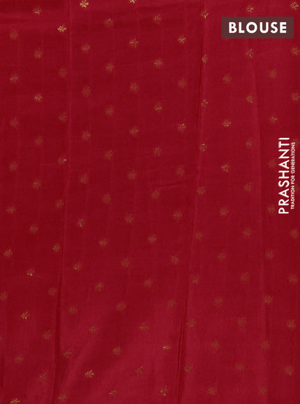 Semi mysore silk saree red with plain body and zari woven border