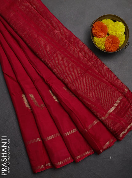 Semi mysore silk saree red with zari woven buttas and rettapet zari woven border