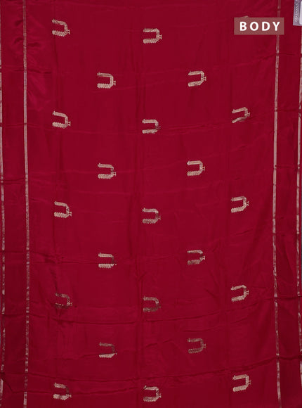 Semi mysore silk saree red with zari woven buttas and rettapet zari woven border