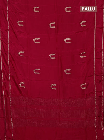 Semi mysore silk saree red with zari woven buttas and rettapet zari woven border