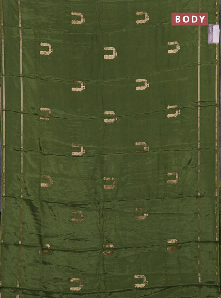 Semi mysore silk saree mehendi green with zari woven buttas and rettapet zari woven border