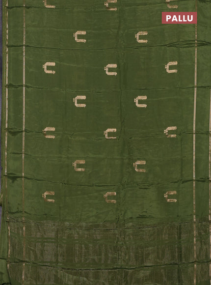 Semi mysore silk saree mehendi green with zari woven buttas and rettapet zari woven border