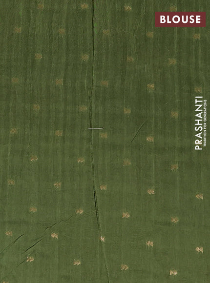 Semi mysore silk saree mehendi green with zari woven buttas and rettapet zari woven border