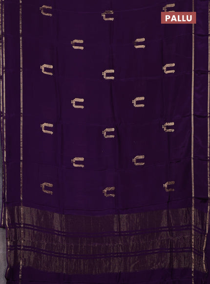 Semi mysore silk saree violet with zari woven buttas and rettapet zari woven border
